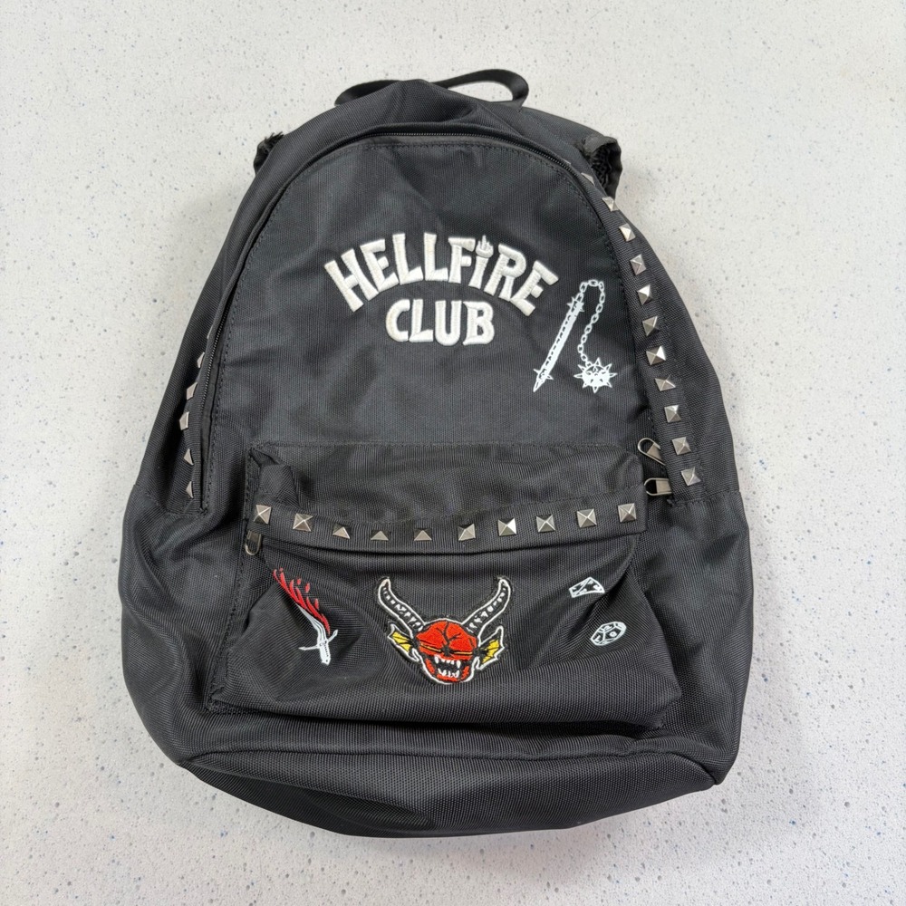 Stranger Things Hellfire Club Backpack‎ Black Studded Eddie Munson Netflix Bag